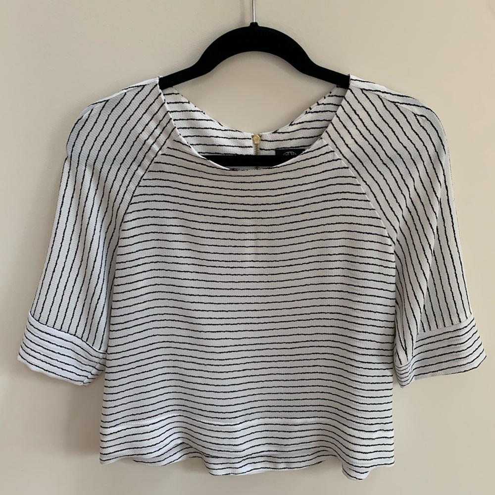 Bobeau black and white stripe shirt